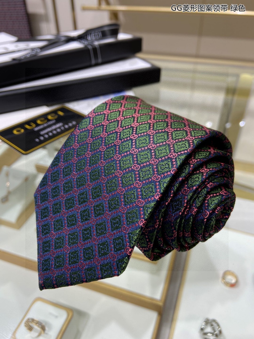 G家专柜新款GG菱形图案领带男士领带
