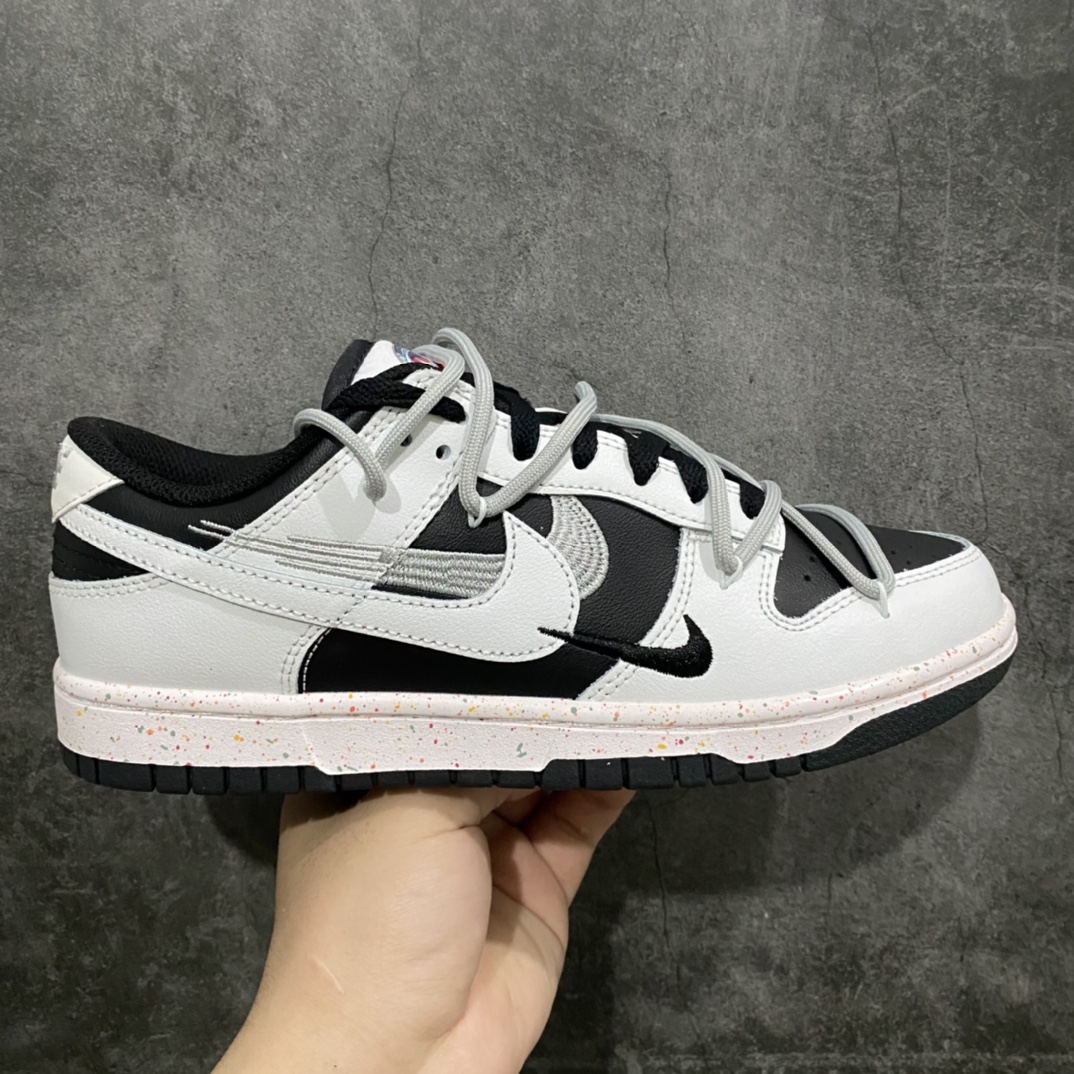 【CS版本】NK Dunk Low Multi-Color Swoosh SB低帮解构绑带活力三勾白黑 FD4623-139