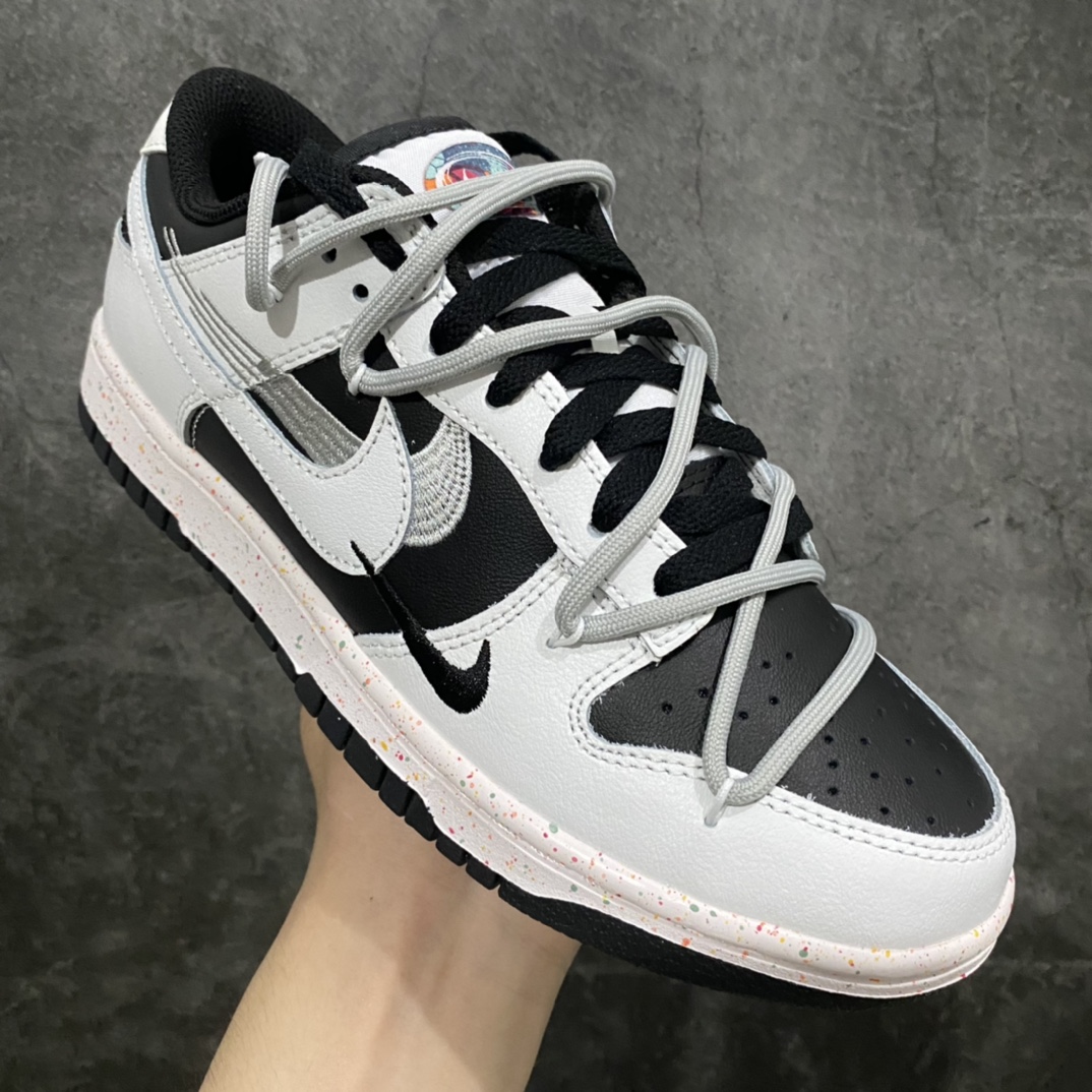 【CS版本】NK Dunk Low Multi-Color Swoosh SB低帮解构绑带活力三勾白黑 FD4623-139