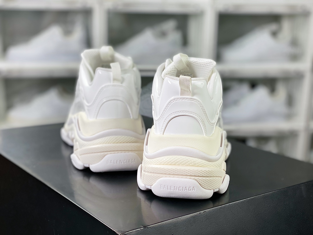 480 Balenciaga Triple S Clear Sole Sneaker”White/Black LOGO”时装球鞋“纯白皮”524039 W15C2 2028