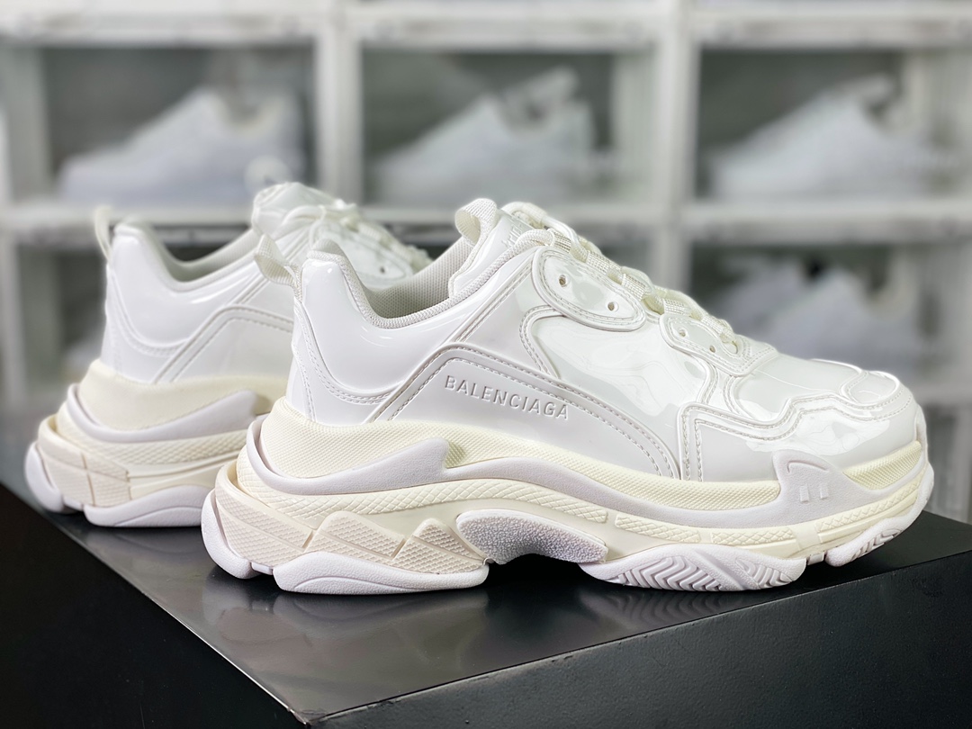 480 Balenciaga Triple S Clear Sole Sneaker”White/Black LOGO”时装球鞋“纯白皮”524039 W15C2 2028