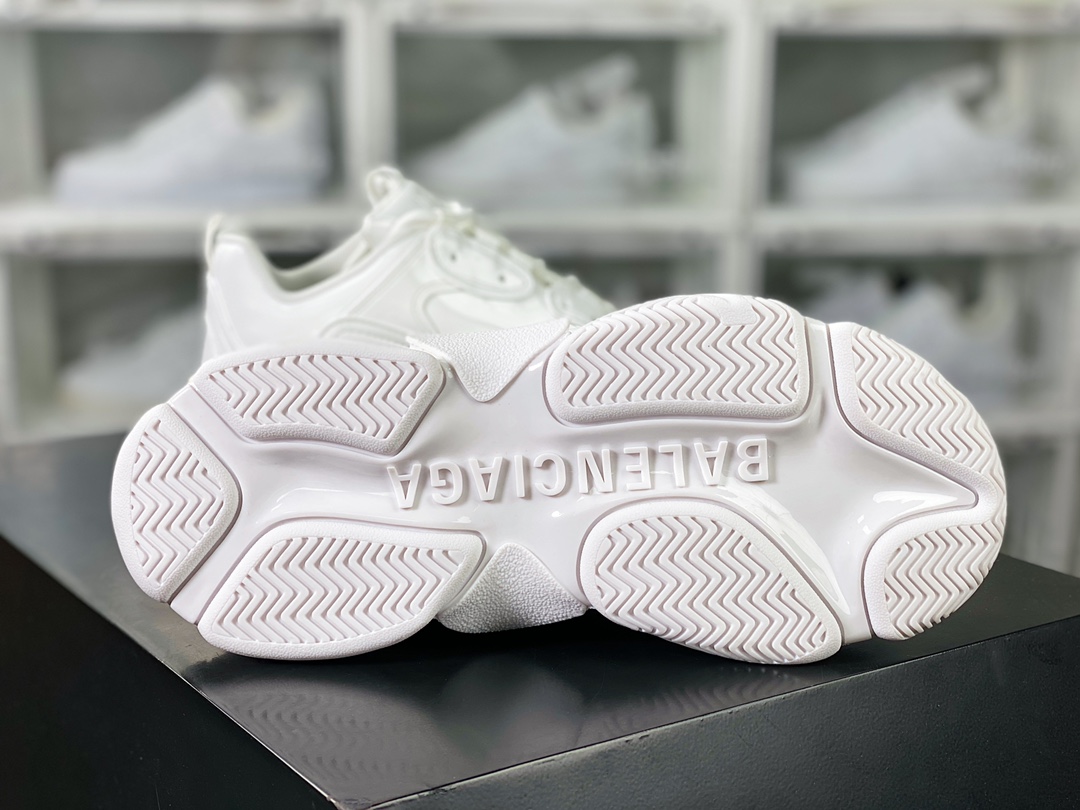 480 Balenciaga Triple S Clear Sole Sneaker”White/Black LOGO”时装球鞋“纯白皮”524039 W15C2 2028