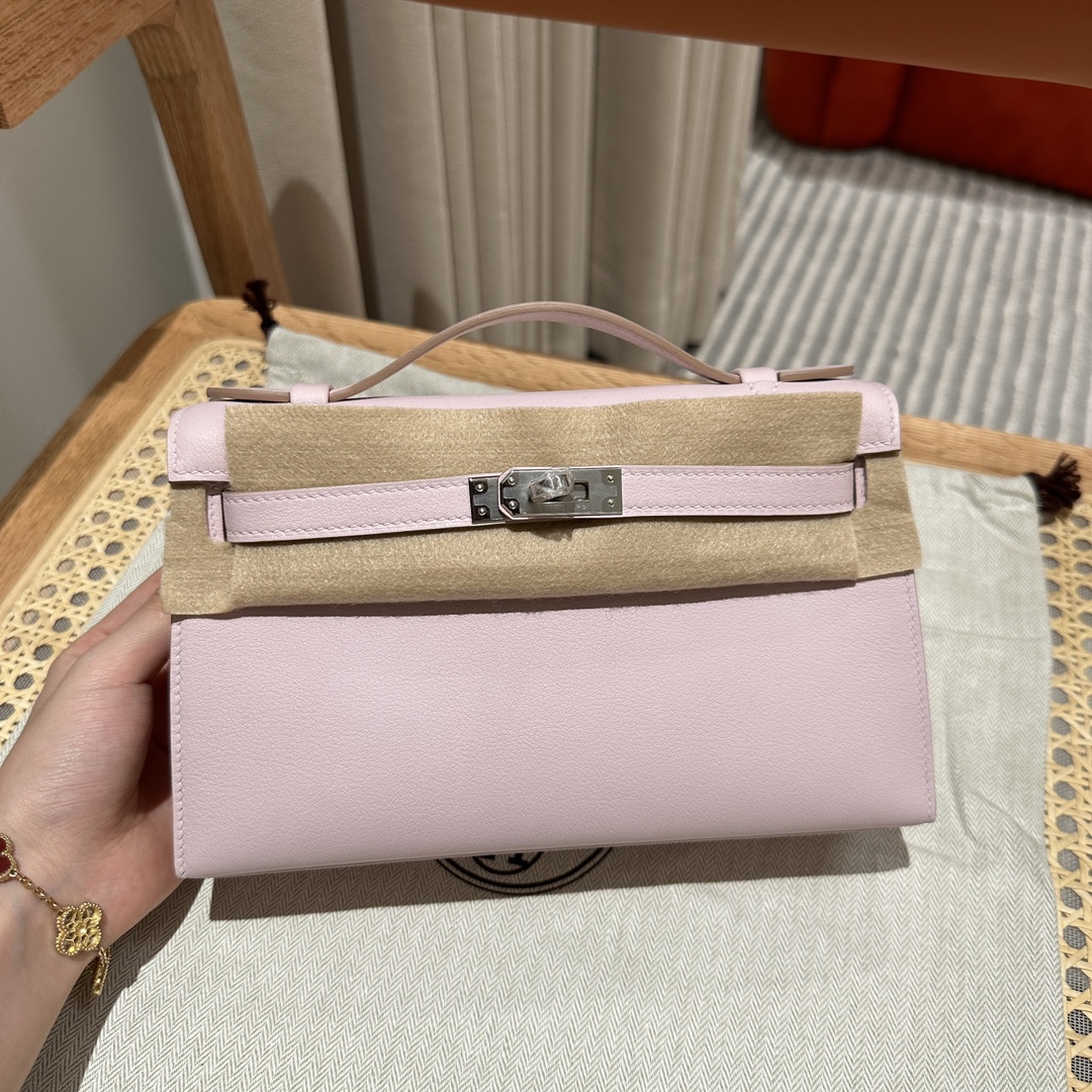 Hermès mini kelly 1, 09/Mauve pale, swift, silver, 22cm, all handmade!!