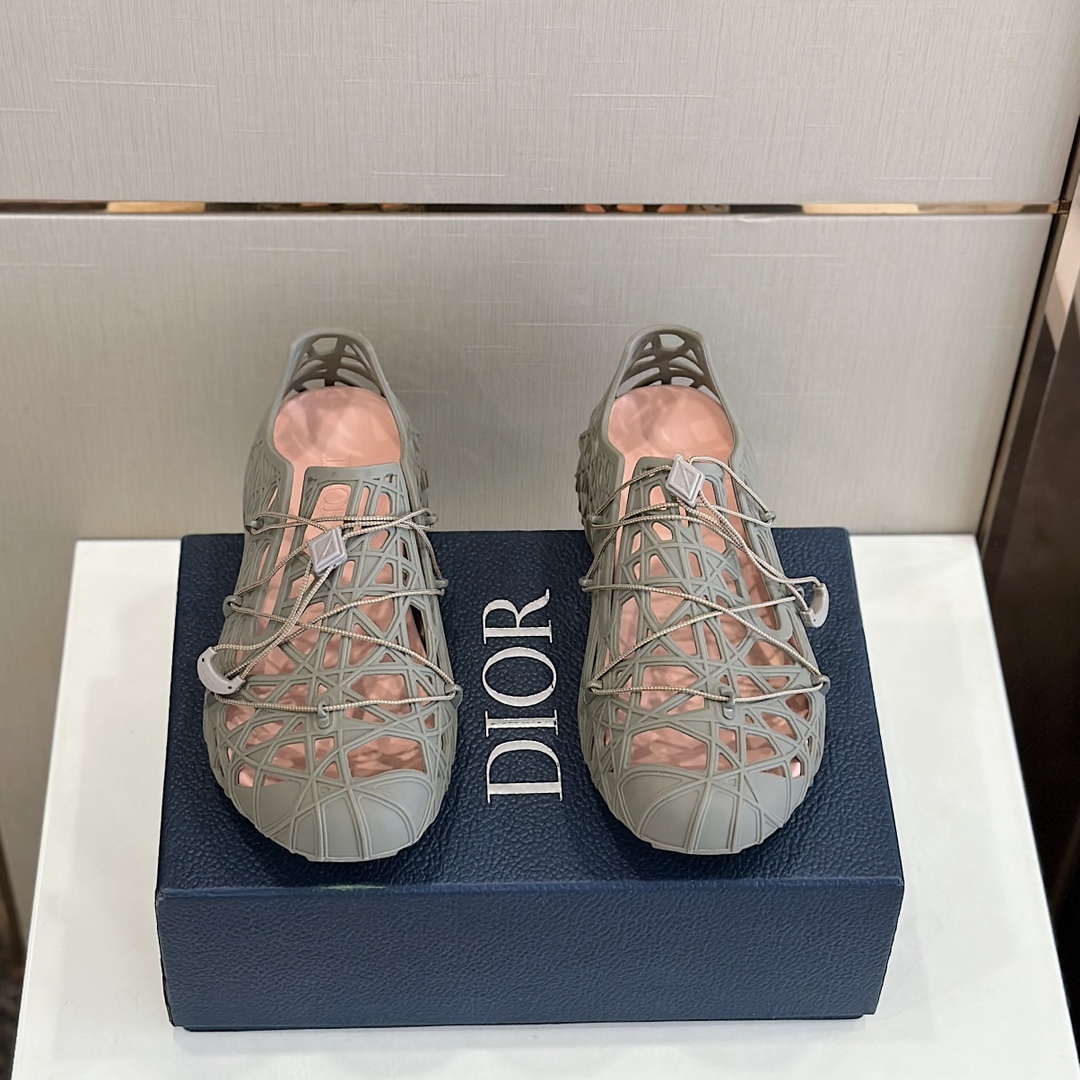 Dior Copy
 Shoes Sandals Black Grey Openwork Men Rubber Summer Collection Diamond Casual