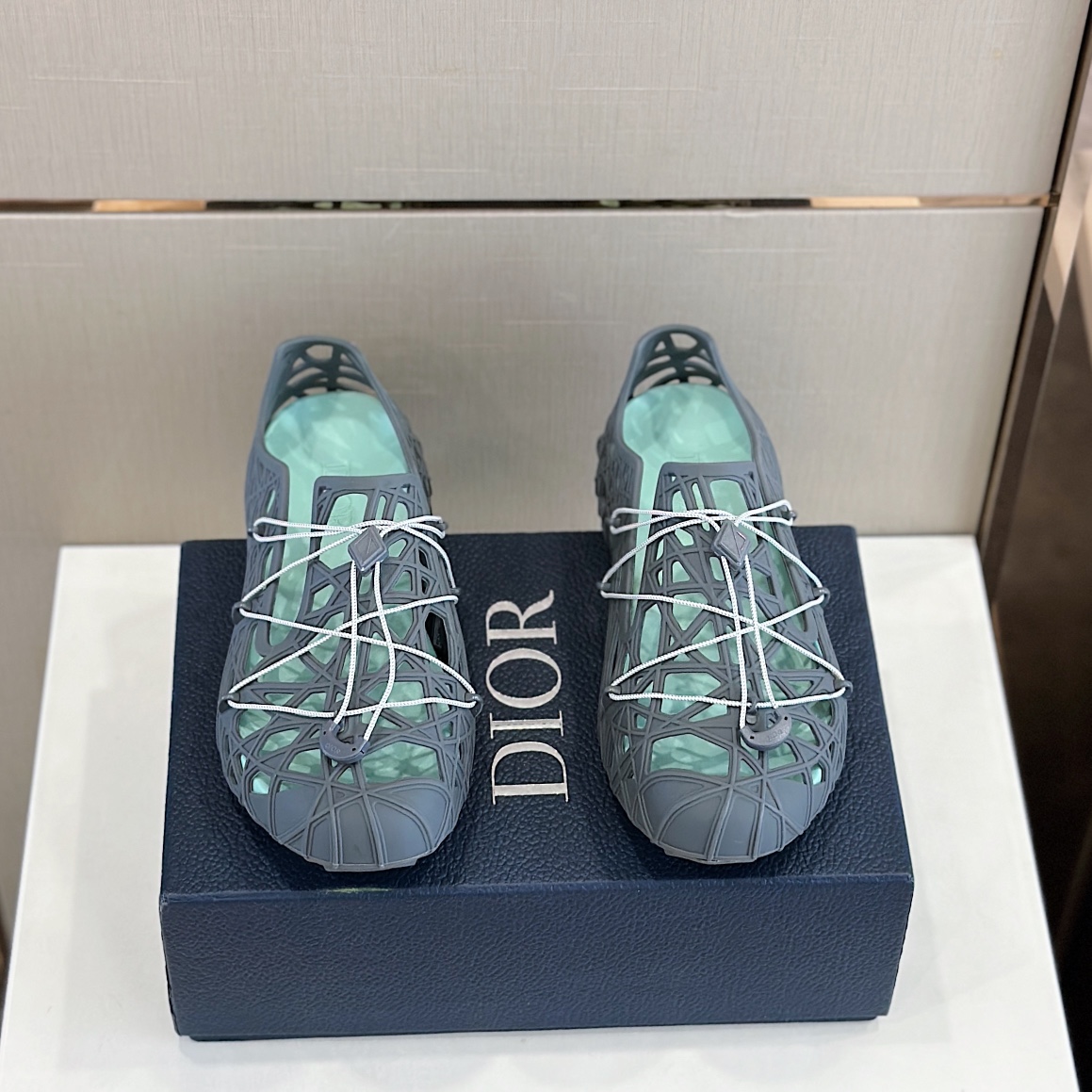 Dior Shoes Sandals Black Grey Openwork Men Rubber Summer Collection Diamond Casual