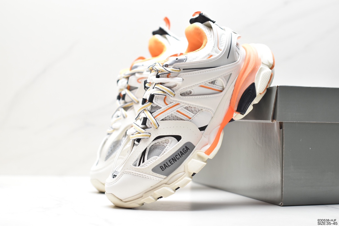 350 巴黎世家 Balenciaga Sneaker Tess s.Gomma MAILLE WHITE/ORANGE 3.0代 542023 W3AD1 1225