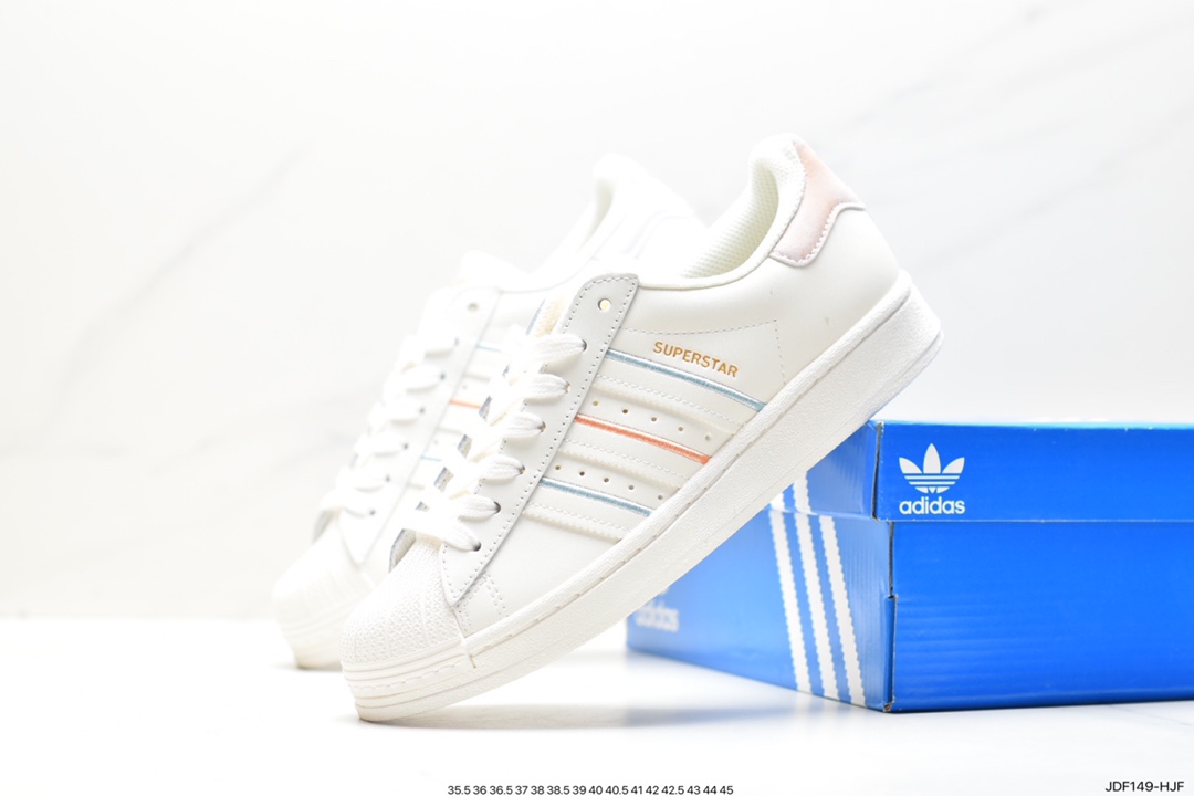 125 阿迪达斯Adidas三叶草 Originals Superstar”Sail/Green/Lace“贝壳头系列低帮板鞋 133670