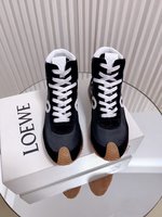 Loewe Shoes Sneakers Replcia Cheap From China
 White Splicing Unisex Women Men Chamois Cowhide Sheepskin Fashion High Tops