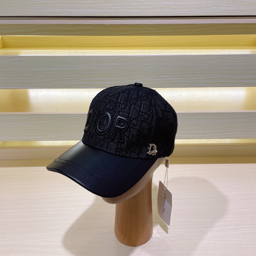 Dior Hats Baseball Cap Canvas Cotton Cowhide