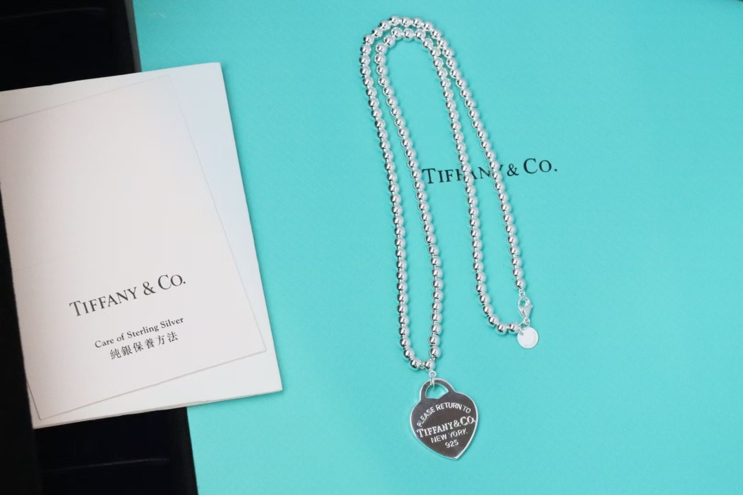Tiffany & Co. Tiffany&Co.蒂芙尼心牌圆珠锁骨项链