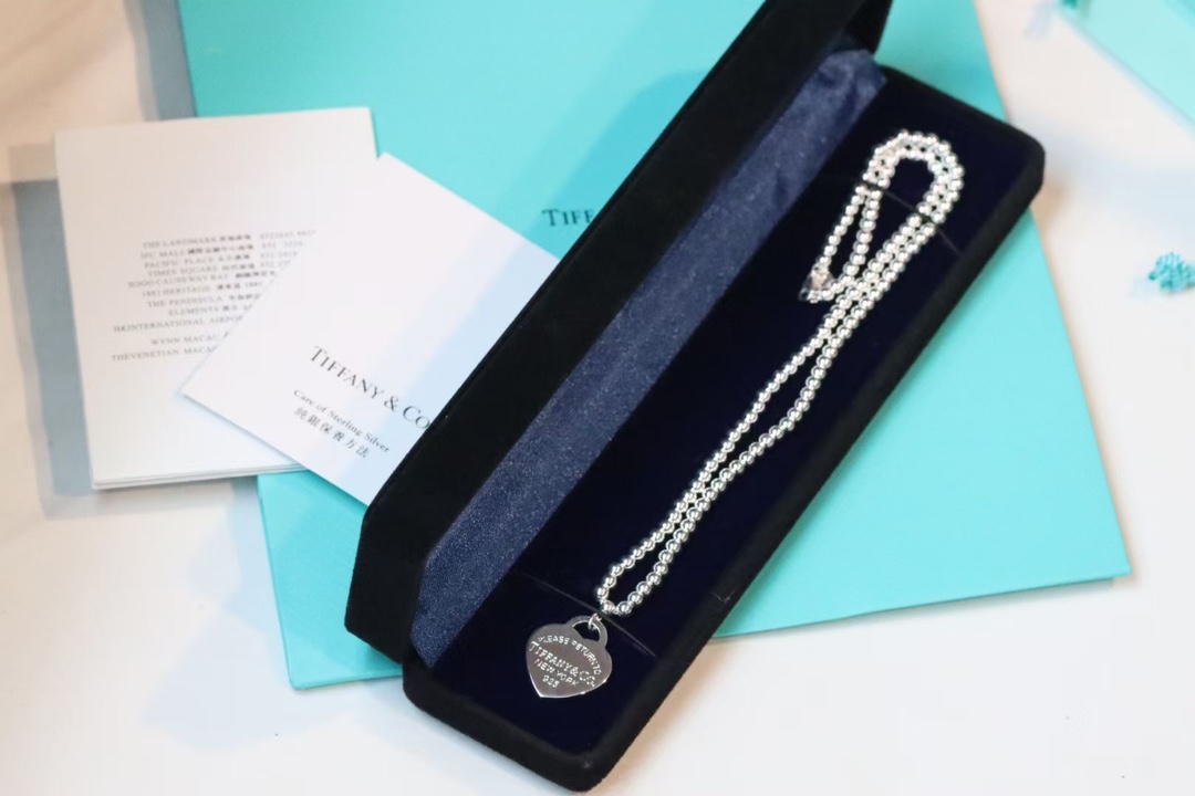 Tiffany & Co. Tiffany&Co.蒂芙尼心牌圆珠锁骨项链