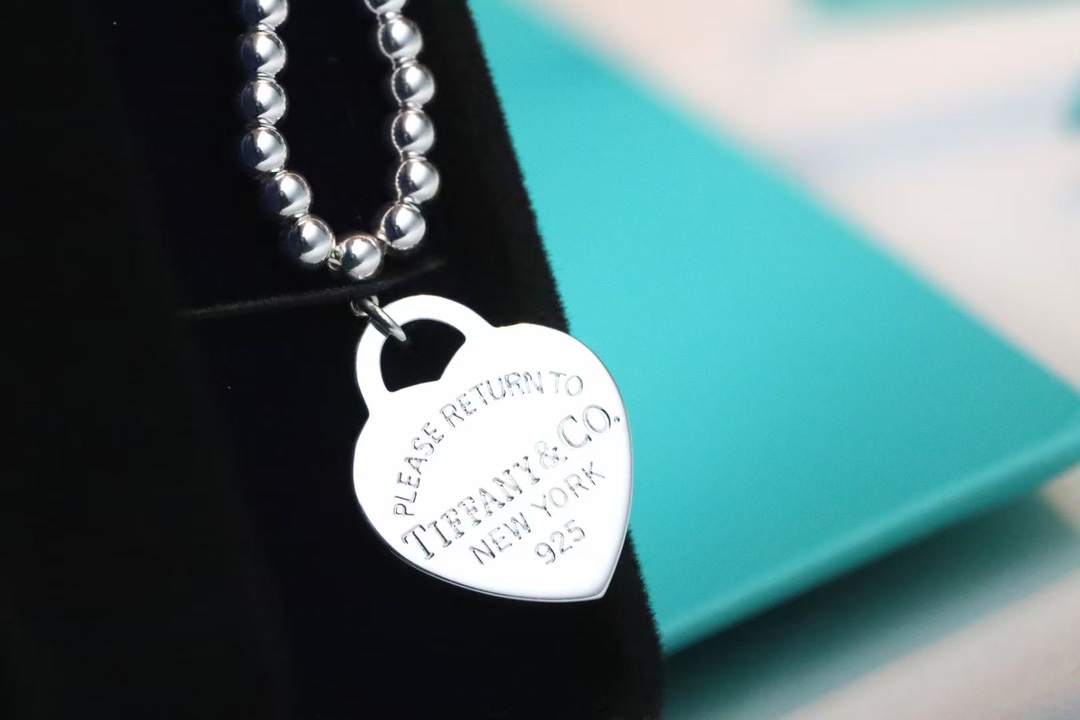 Tiffany & Co. Tiffany&Co.蒂芙尼心牌圆珠锁骨项链