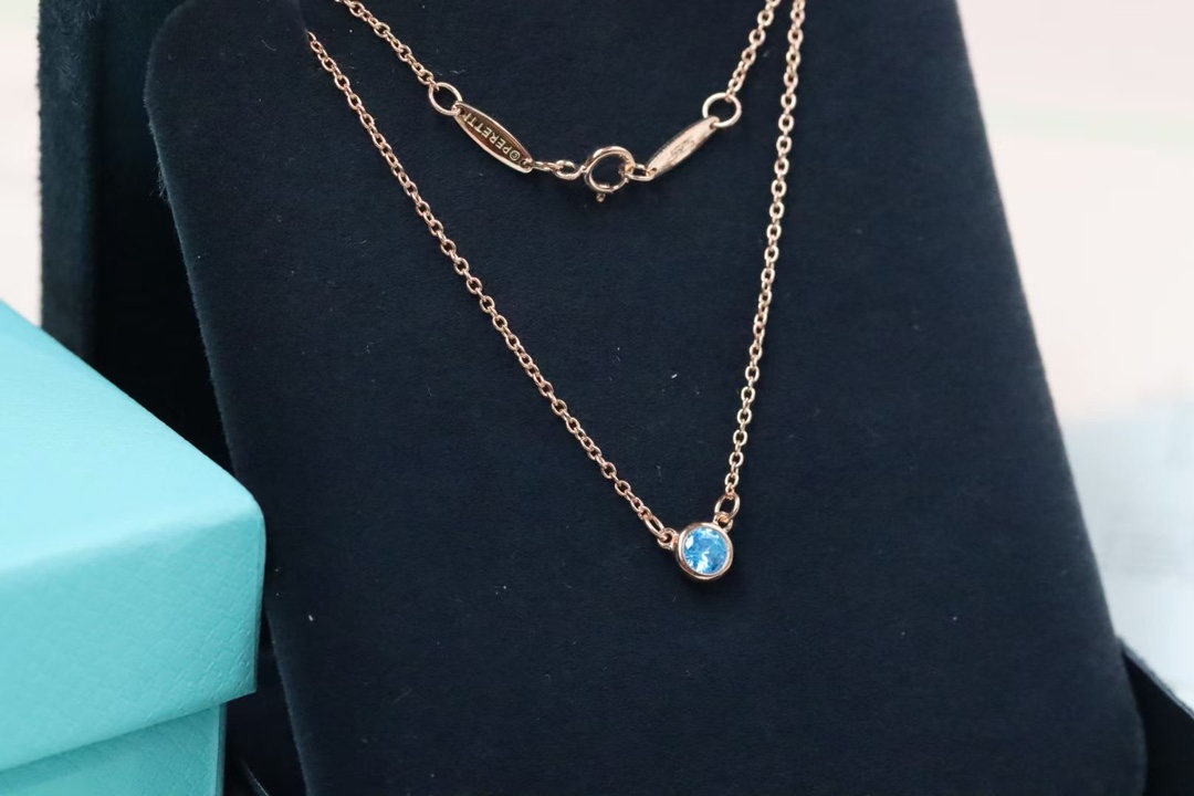 Tiffany & Co. Tiffany&Co.玫瑰金蓝钻泡泡 项链 925银