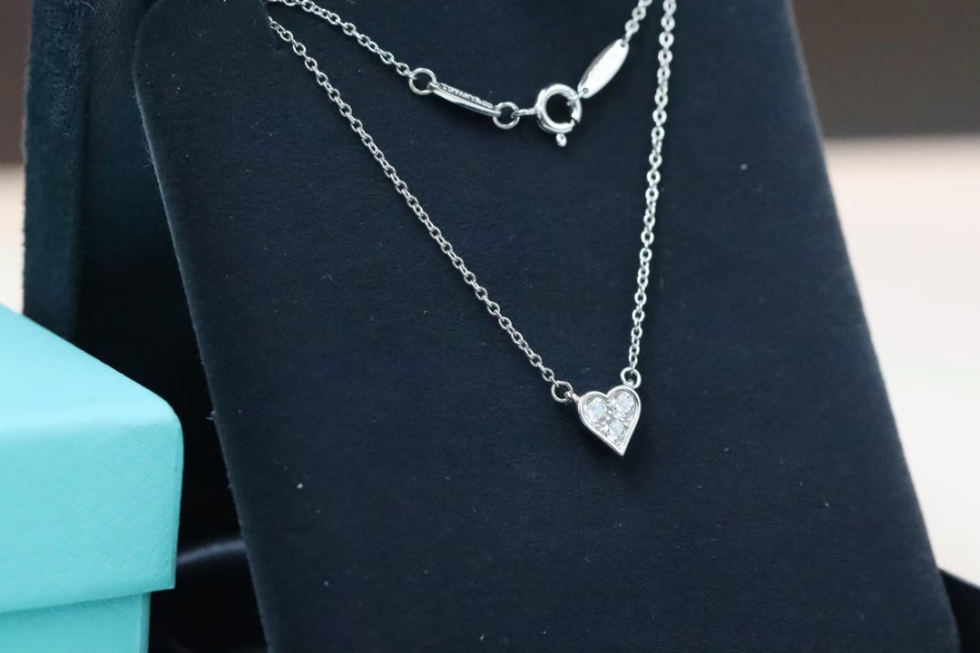 Tiffany & Co. Tiffany&Co. 三钻爱心 锁骨项链 925银