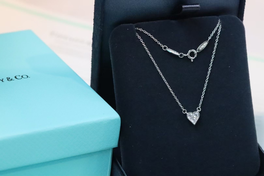Tiffany & Co. Tiffany&Co. 三钻爱心 锁骨项链 925银