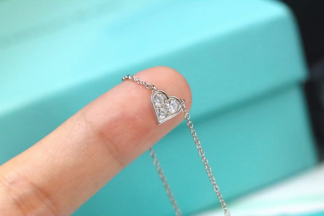 Tiffany & Co. Tiffany&Co. 三钻爱心 锁骨项链 925银
