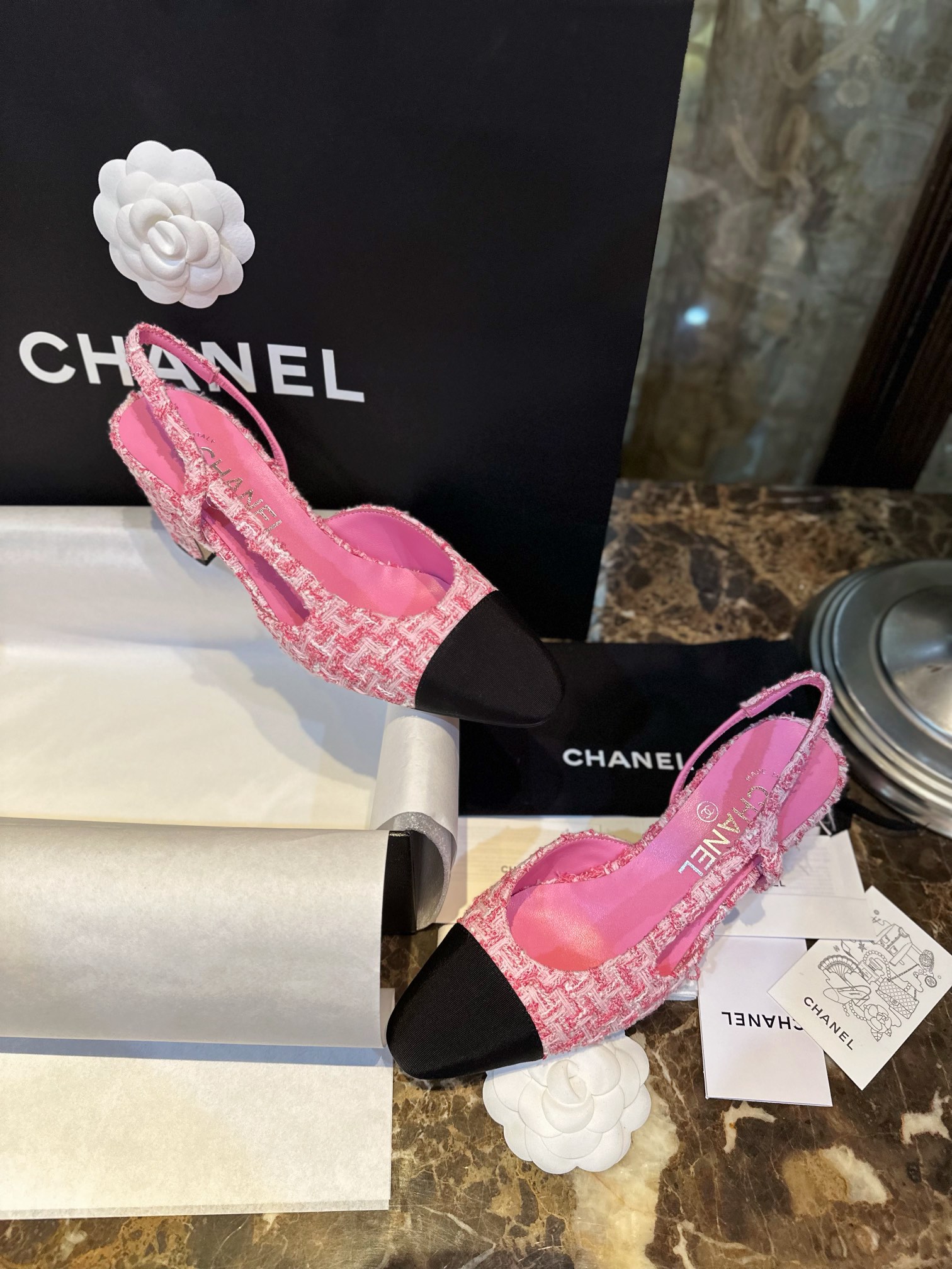 Chanel Sapatos Bombas de Salto Alto Sandálias Rosa