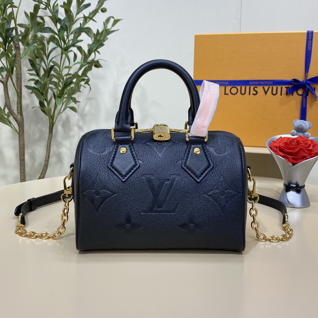 Louis Vuitton LV Speedy Sacos Bolsas Preto Empreinte​ Fashion Correntes M58953