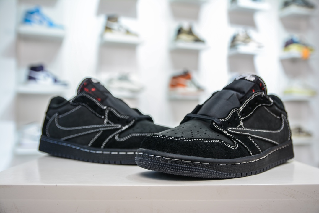 320 VT版全新生产线 纯原Travis Scott x Air Jordan 1 Low OF "Black/Phantom" 倒钩低帮 DM7866-001