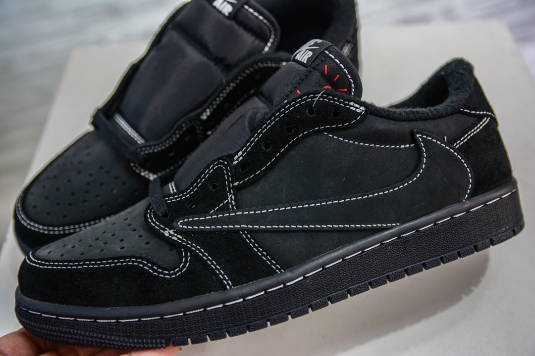 320 VT版全新生产线 纯原Travis Scott x Air Jordan 1 Low OF "Black/Phantom" 倒钩低帮 DM7866-001