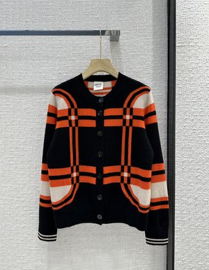 Hermes Clothing Cardigans Knit Sweater Lattice Cashmere Knitting Fall Collection