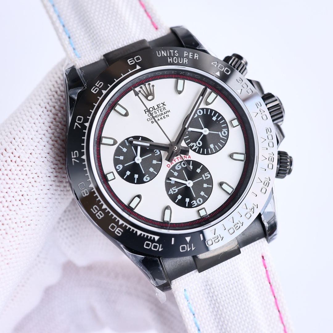 קנו העתק זול באיכות גבוהה 1: 1
 רולקס Rolex Daytona שעונים שחור ניסקס גברים עור אמיתי חומר פלדה חוט