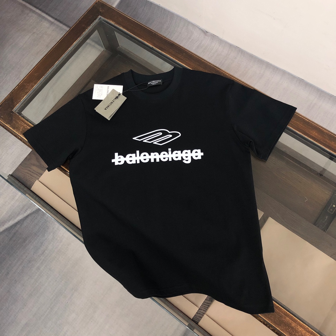 Balenciaga Best
 Kleding T-Shirt Replica 2024 Perfecte luxe
 Beige Zwart Wit Mannen Katoen Zomercollectie Fashion Korte mouw