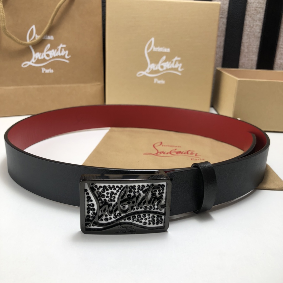 代购级专柜品质庆祝]ChristianLouboutin克里斯提鲁布托Louis腰带采用标志性款式宽度3