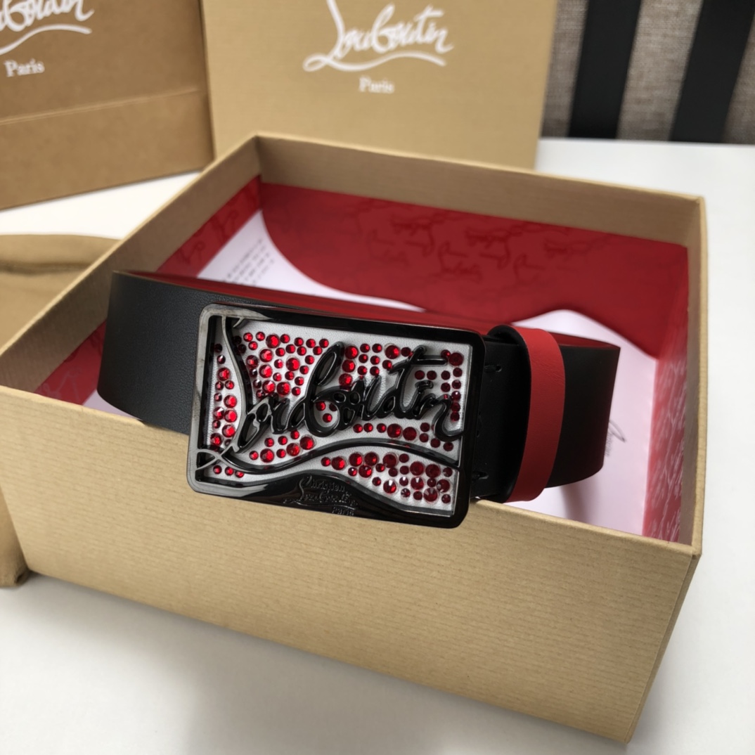 代购级专柜品质庆祝]ChristianLouboutin克里斯提鲁布托Louis腰带采用标志性款式宽度3