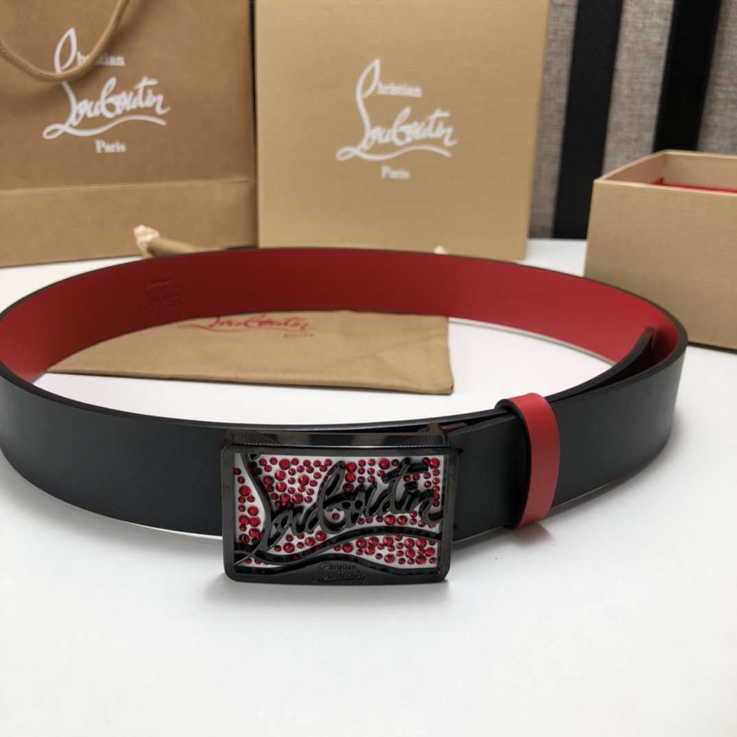 代购级专柜品质庆祝]ChristianLouboutin克里斯提鲁布托Louis腰带采用标志性款式宽度3