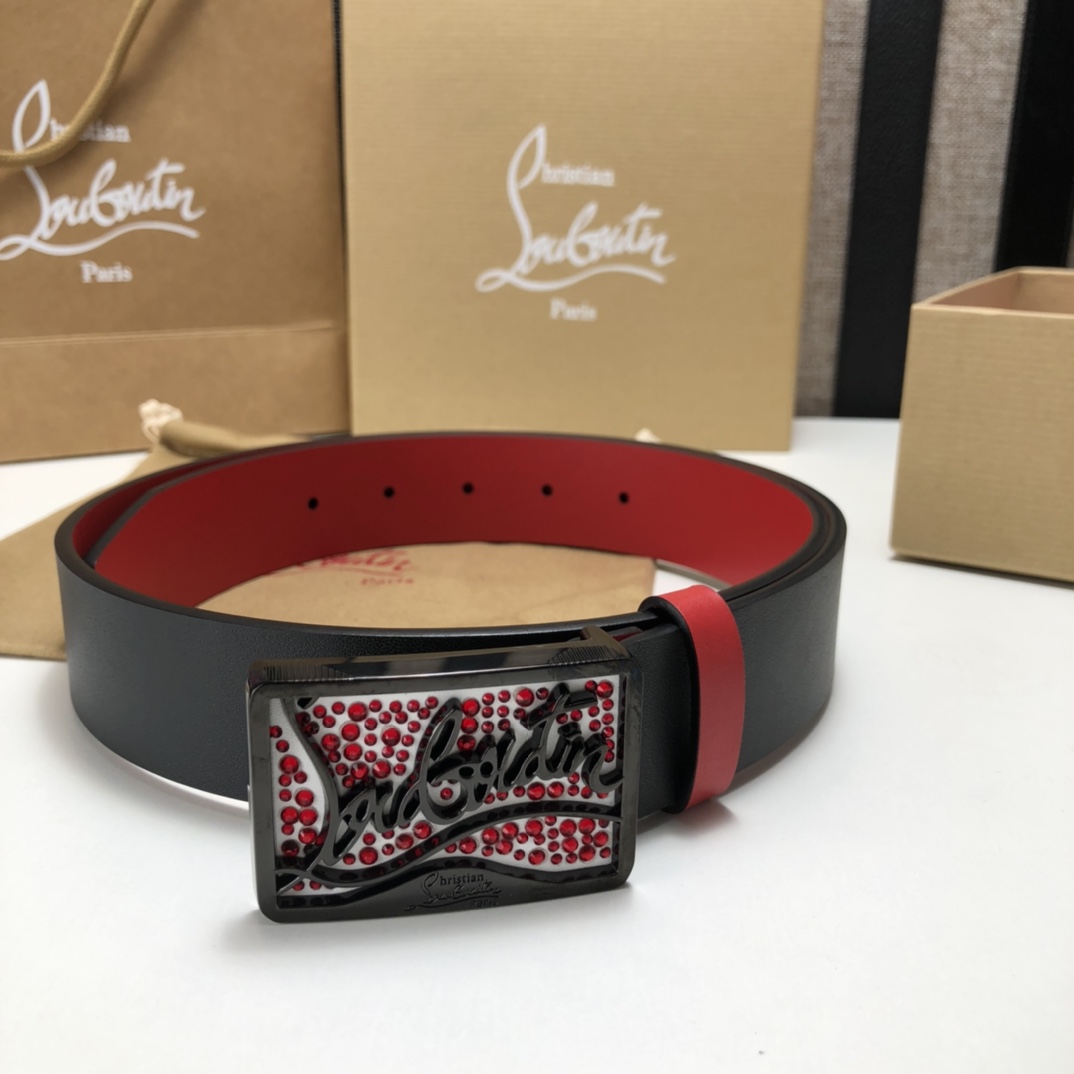 代购级专柜品质庆祝]ChristianLouboutin克里斯提鲁布托Louis腰带采用标志性款式宽度3