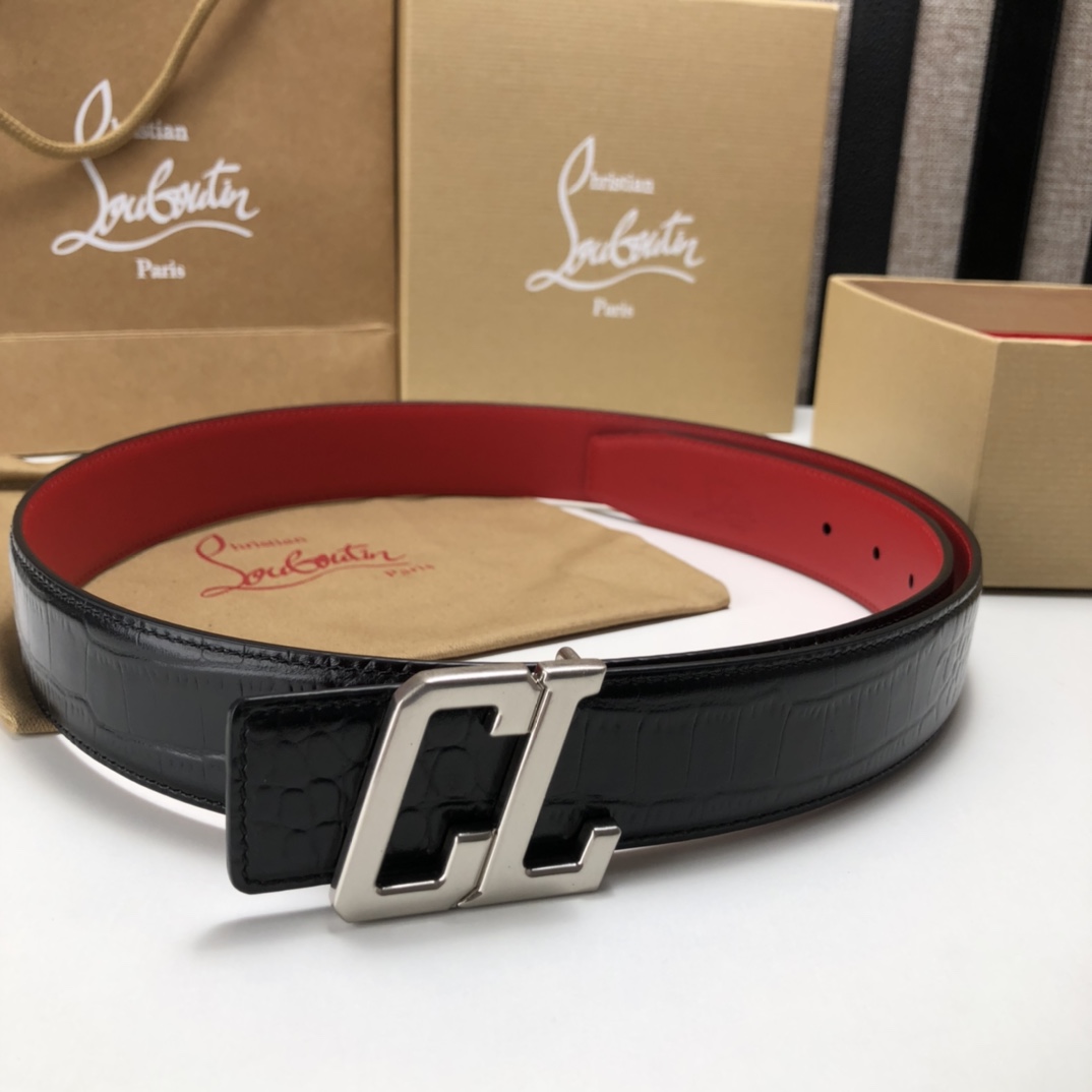 代购级专柜品质庆祝]ChristianLouboutin克里斯提鲁布托Louis腰带采用标志性款式宽度3