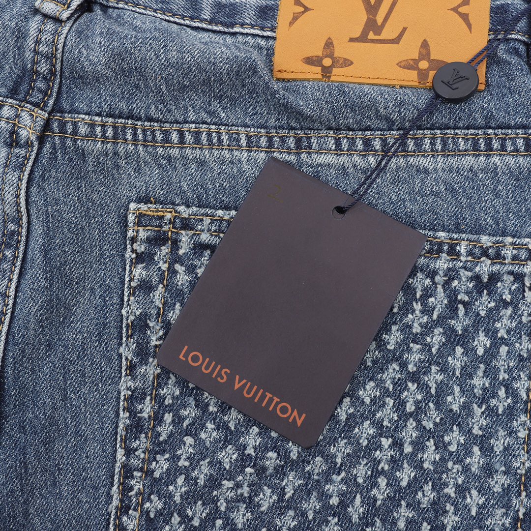 Louis Vuitton /路易威登 口袋磨破LOGO牛仔裤
