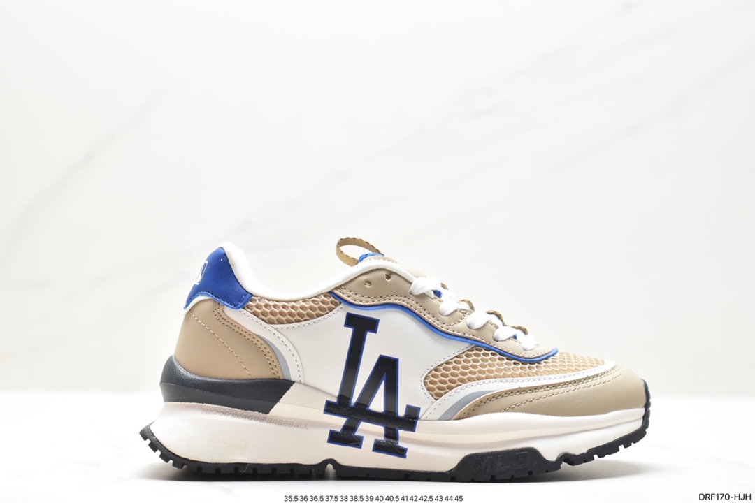 MLB Chunky Liner New York Yankees Senior Shoes Series Running Shoes ”Leather White and Red NY Print” 3ASHRJ13N (GP004C)