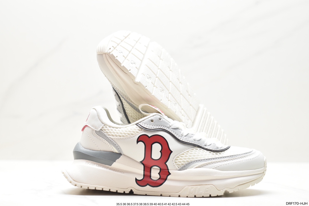 MLB Chunky Liner New York Yankees Senior Shoes Series Running Shoes ”Leather White and Red NY Print” 3ASHRJ13N (GP004C)