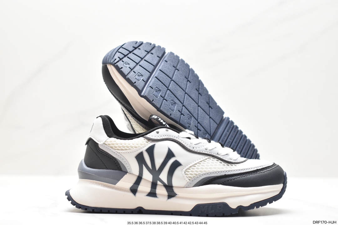 MLB Chunky Liner New York Yankees Senior Shoes Series Running Shoes ”Leather White and Red NY Print” 3ASHRJ13N (GP004C)