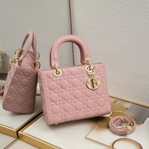 Dior Lady Handbags Crossbody & Shoulder Bags Pink Genuine Leather Sheepskin