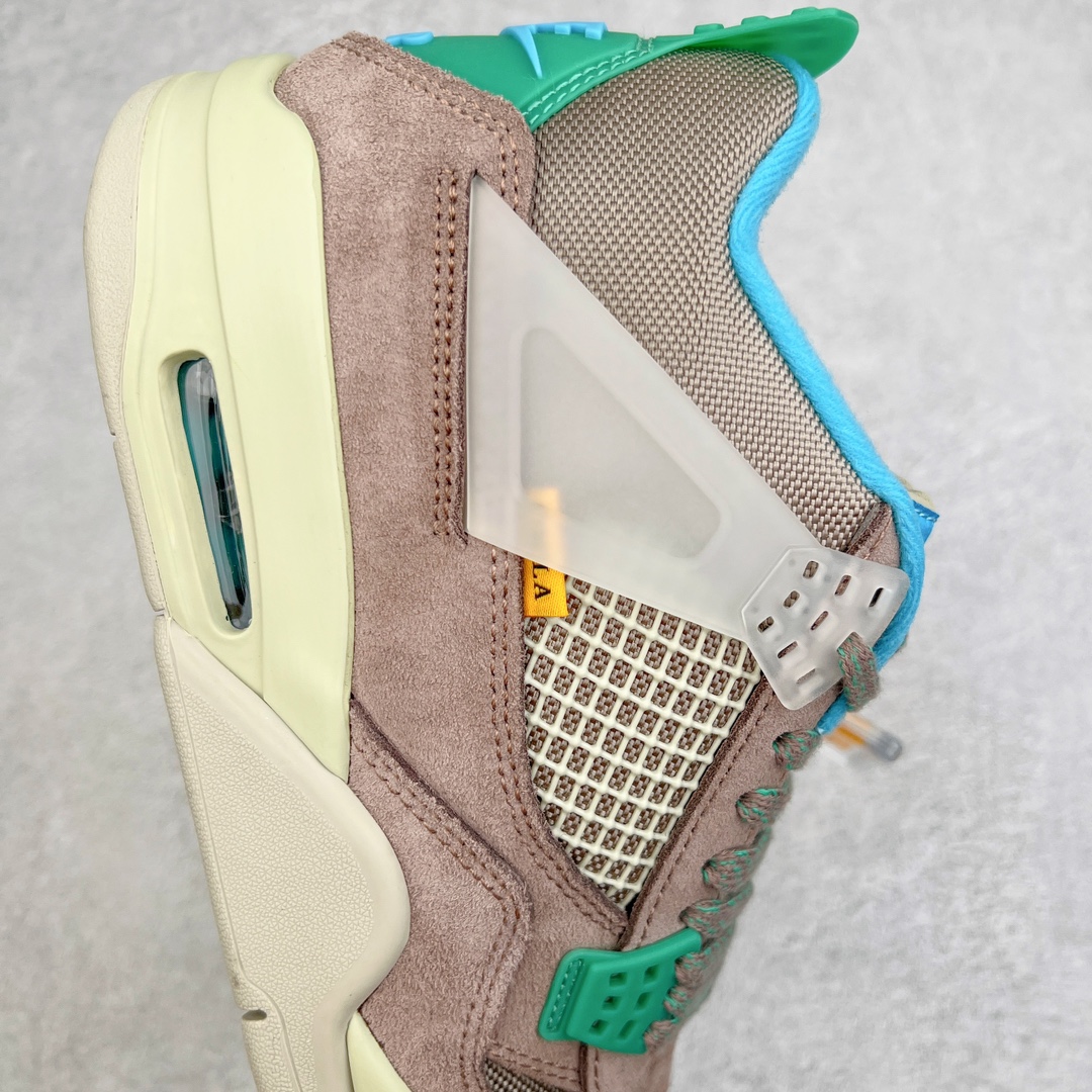 图片[6]-💰130 ＃PB版 福利特价‼Union x Air Jordan AJ4 Retro \”Taupe Haze\”UN联名灰褐色 DJ5718-242 耗时半年巨作 40余配色陆续出货 全套原纸板楦头开发 调试30余版 确保原汁原味完美呈现四代版型 一比一鞋头弧度高度趴度鞋身弧度 此版本只针对中端市场 皮料材质有所更替 其他数据细节工艺流程均保持公司一致 细节品控鞋型随意秒杀市面3XX 4XX 原厂TPU网格鞋带扣 正确内里网布 菱角分明不变形无多余毛边 柔软性质感一致于原鞋 原厂织唛标 原厂飞人电绣工艺 独家绑鞋带手法 印刷中底布 四线拉帮 米色美纹纸贴合固定 进口港宝加持 后跟自然饱满 全鞋荧光划线卡点 追求极致完美 每一双都是工艺品 多重QC质检 超越公司货的品控标准 实实在在的免检产品 尺码：40 40.5 41 42 42.5 43 44 44.5 45 46 47.5 编码：by2936000-运动鞋