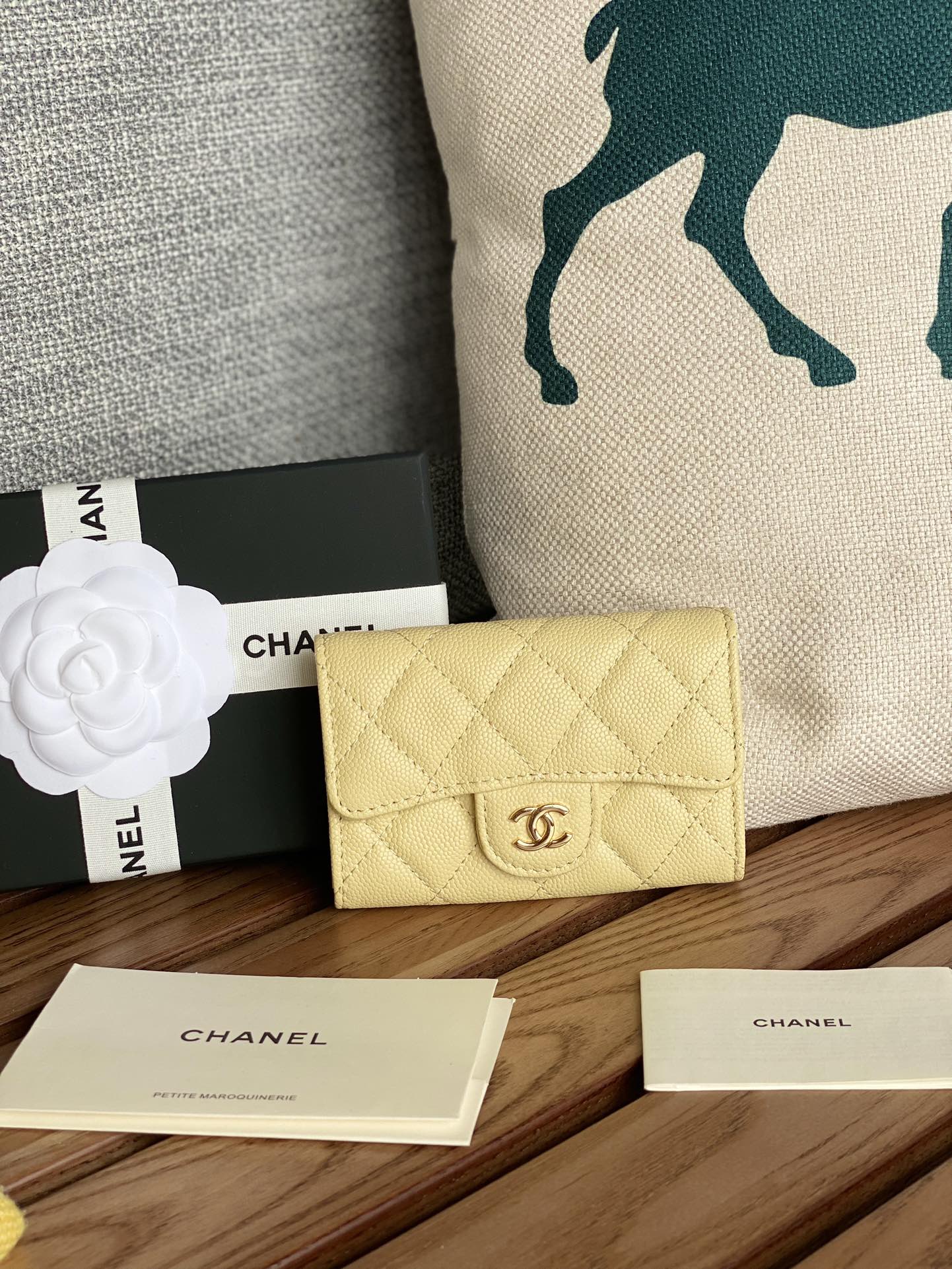 Chanel Classic Flap Bag Wallet Card pack Gold