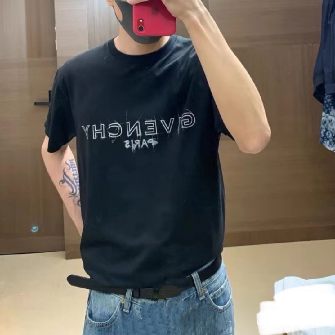 GIVENCHYGivenchy 23ss pin letter print short-sleeved upper body effect