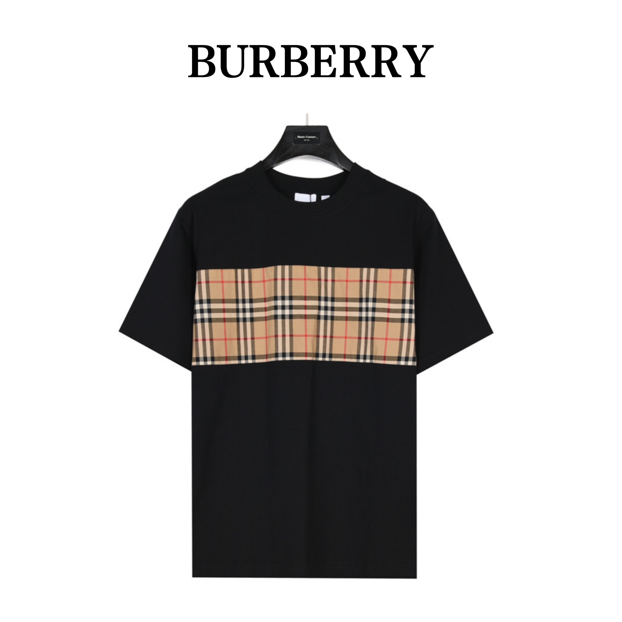 Burberry/巴宝莉 胸前拼接格纹短袖T恤