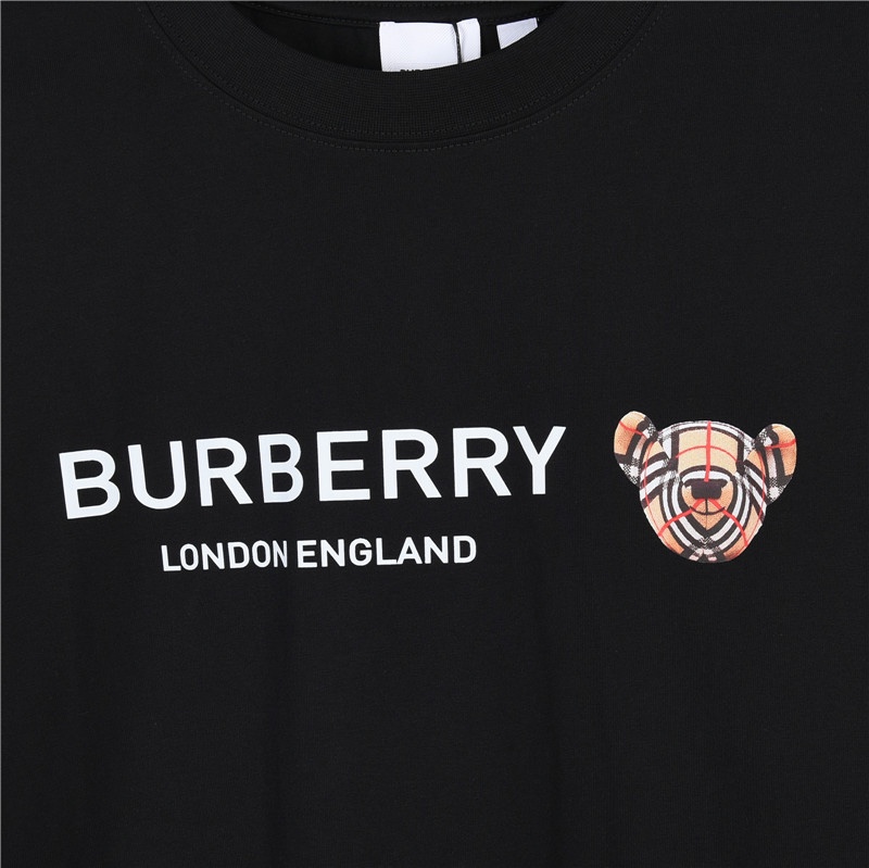 Burberry/巴宝莉 小熊字母印花短袖T恤 印花小头熊字母logo圆领T恤