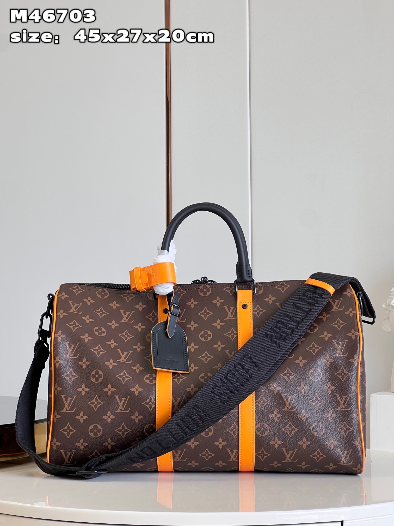 顶级原单M46703本款KeepallBandoulière45旅行袋以MonogramMacassar
