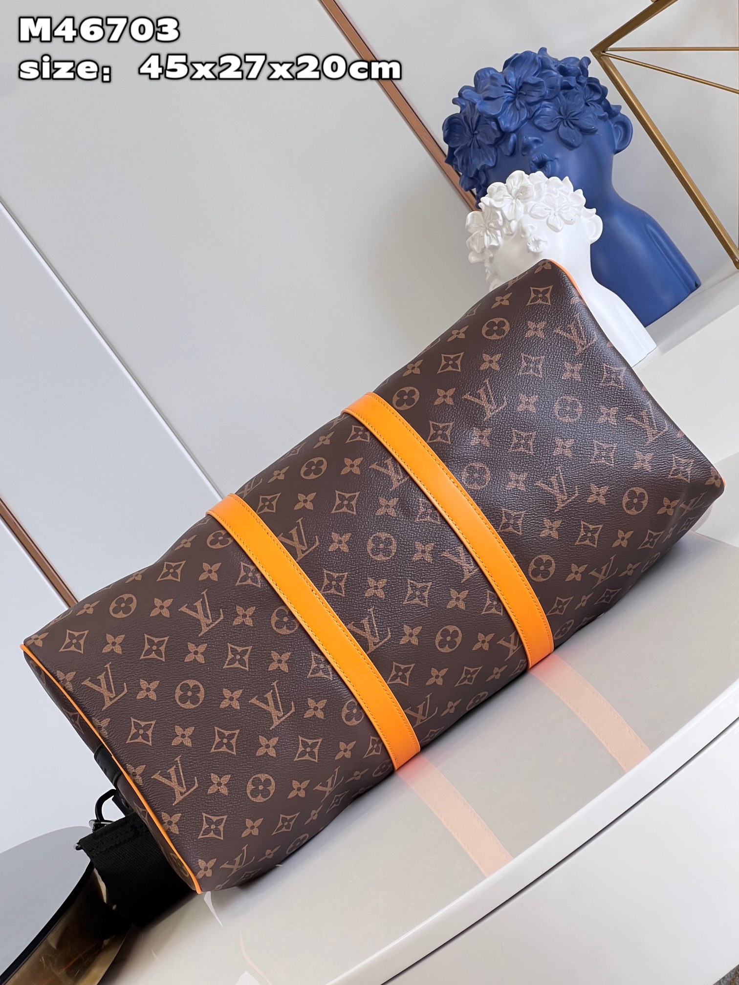 顶级原单M46703本款KeepallBandoulière45旅行袋以MonogramMacassar