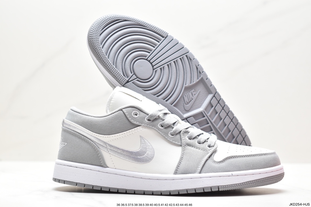 耐克Nike Air Jordan 1 Retro Low SE”Light Steel Grey”AJ1乔丹一代低帮篮球鞋“帆布烟灰白刺绣”DV0426-012