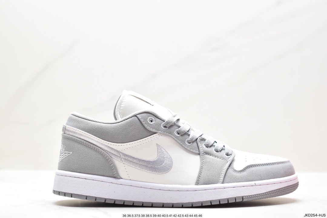 耐克Nike Air Jordan 1 Retro Low SE”Light Steel Grey”AJ1乔丹一代低帮篮球鞋“帆布烟灰白刺绣”DV0426-012