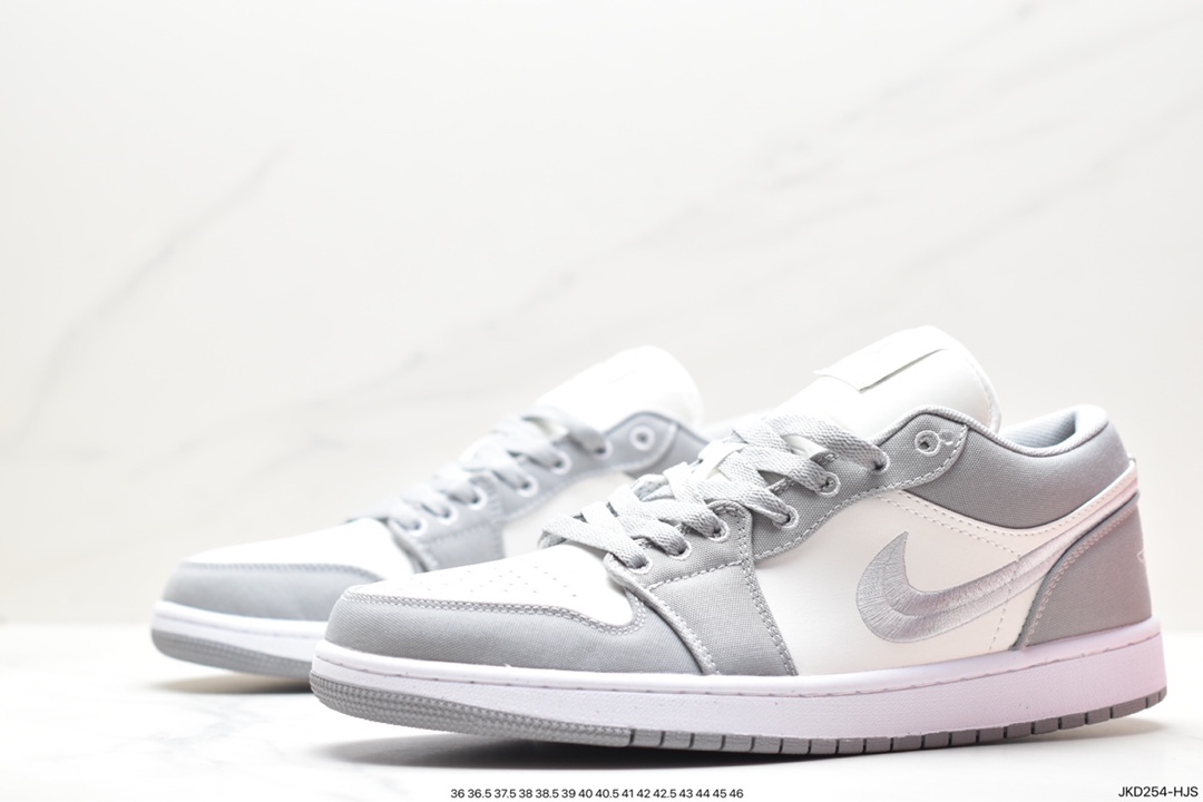 耐克Nike Air Jordan 1 Retro Low SE”Light Steel Grey”AJ1乔丹一代低帮篮球鞋“帆布烟灰白刺绣”DV0426-012