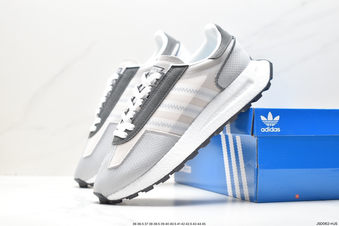 200 adidas Racing E5 Boost Prototype 速度轻盈复古系列百搭透气运动慢跑鞋 IE0484