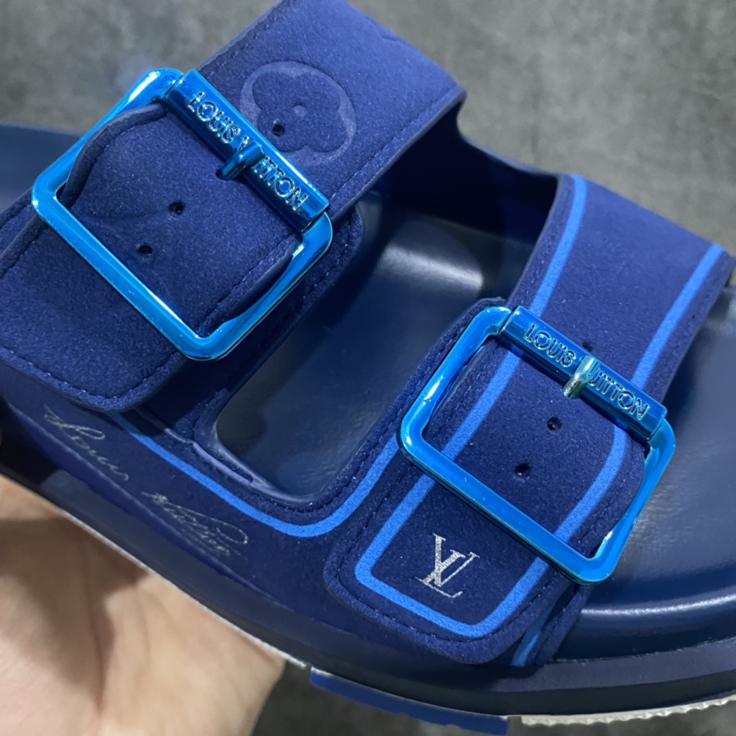 LV Trainer latest series oblique thick-soled slide sandals