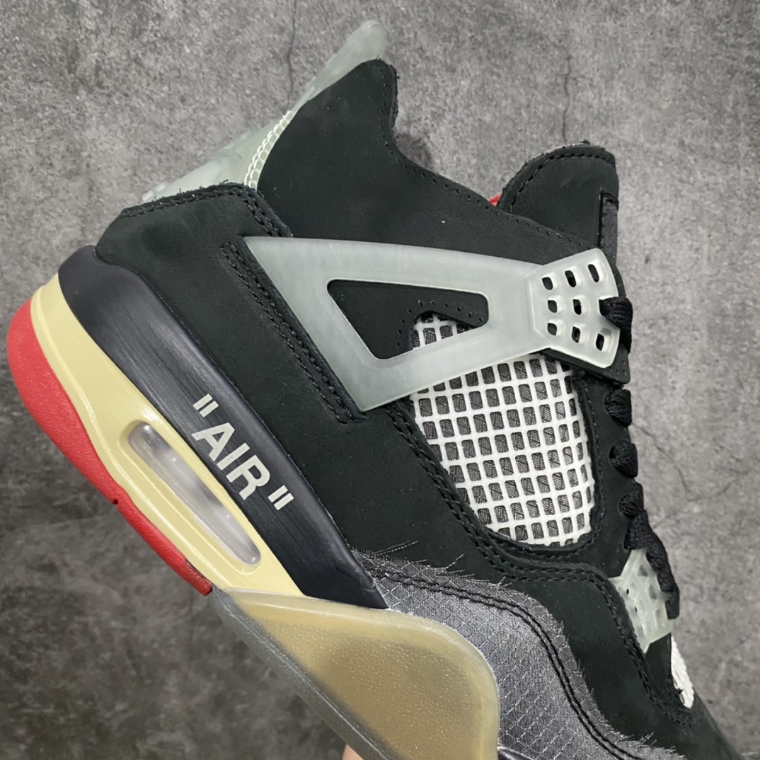 450 【外贸版本】Off-White x Air Jordan AJ4 Retro'Cream/Sail'“OW联名蝉翼黑灰红”鞋款 CV9388-001